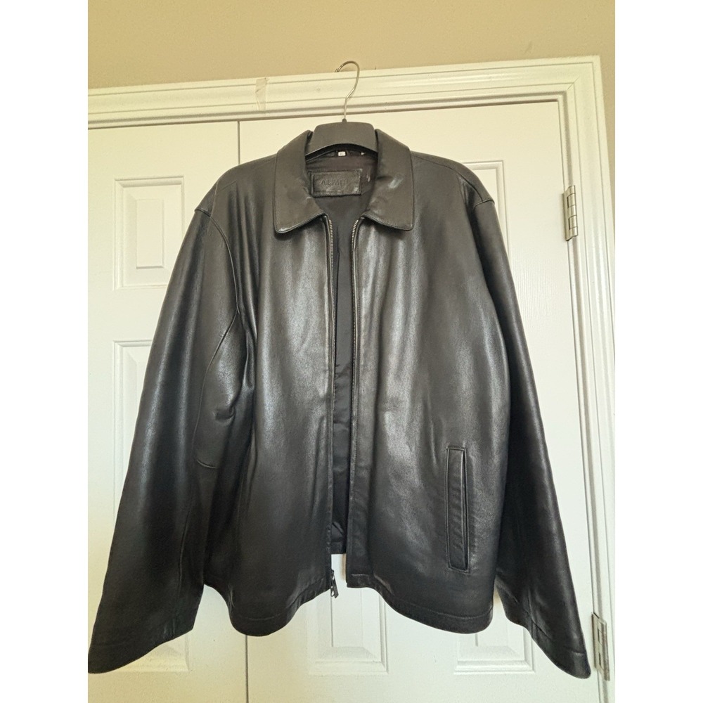 Alfani Men's Soft Genuine Leather Zip Jacket Size XL Black